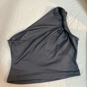 One-Shoulder Gray Top